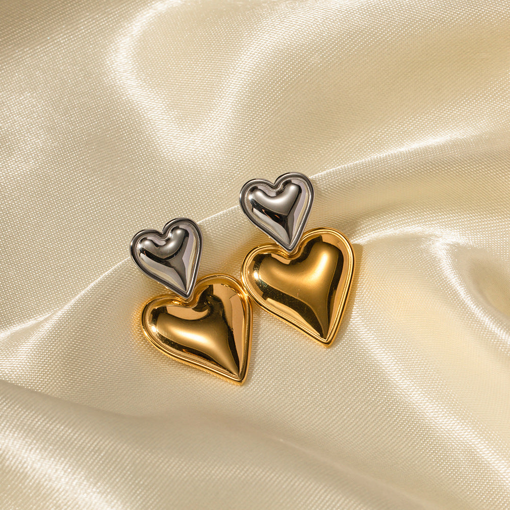 Zara Hearts - Two-Tone Earrings