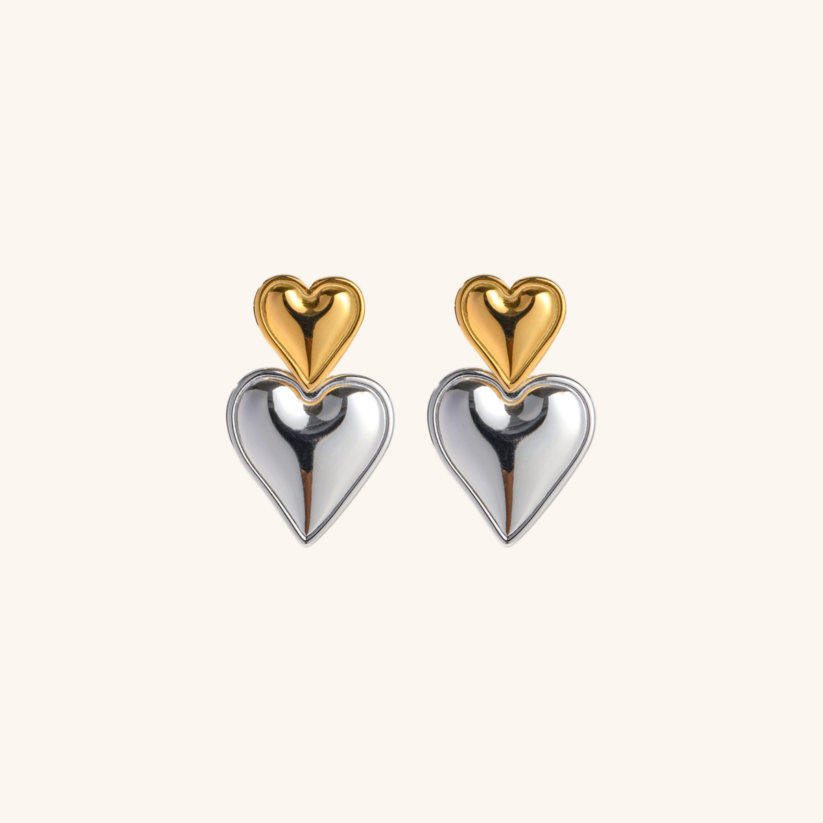 Zara Hearts - Two-Tone Earrings