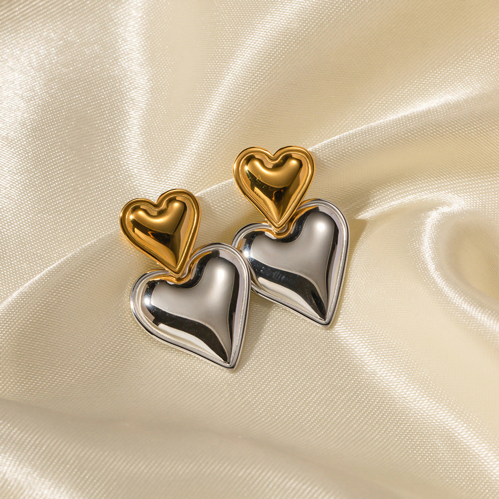 Zara Hearts - Two-Tone Earrings