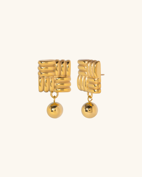 Zara Orb - Geometric Gold Earrings