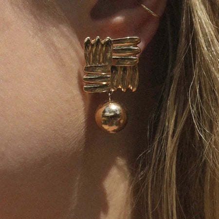 Zara Orb - Geometric Gold Earrings