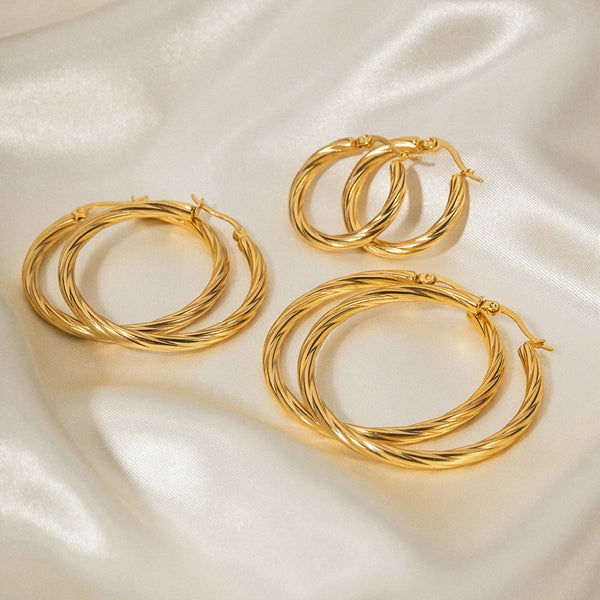 Zephyr Textured Gold Hoop Earrings