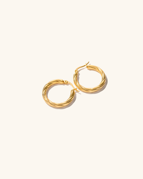 Zephyr Textured Gold Hoop Earrings