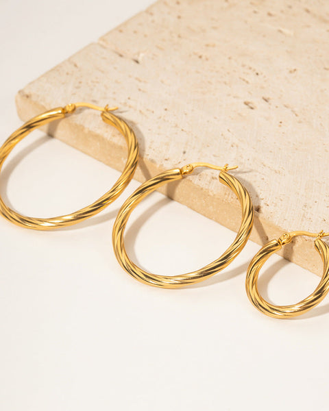 Zephyr Textured Gold Hoop Earrings