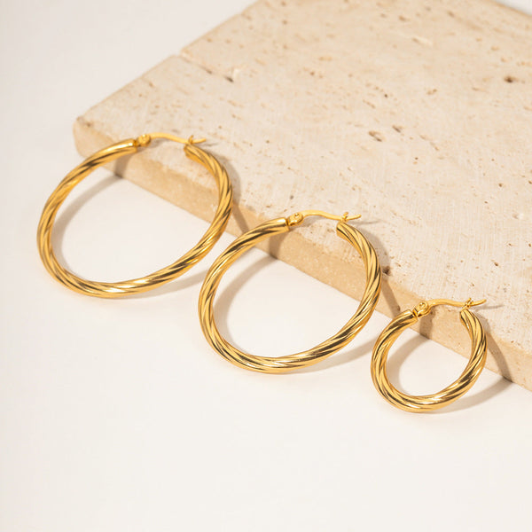 Zephyr Textured Gold Hoop Earrings