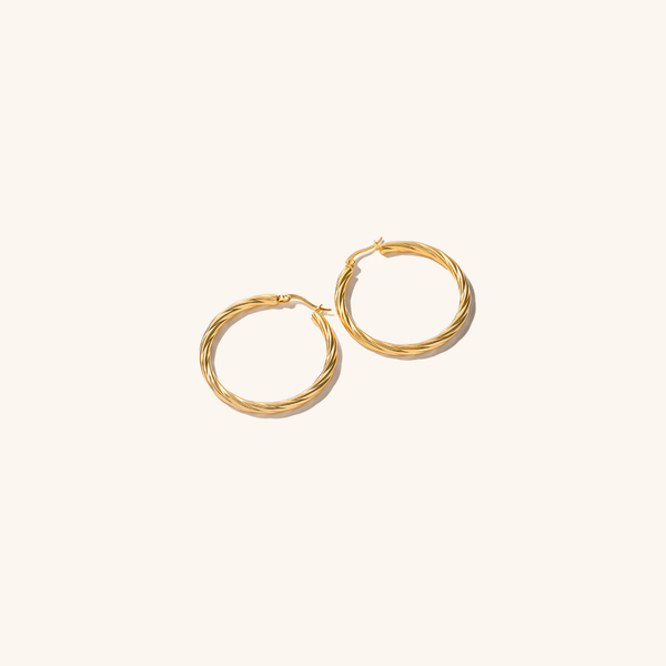 Zephyr Textured Gold Hoop Earrings