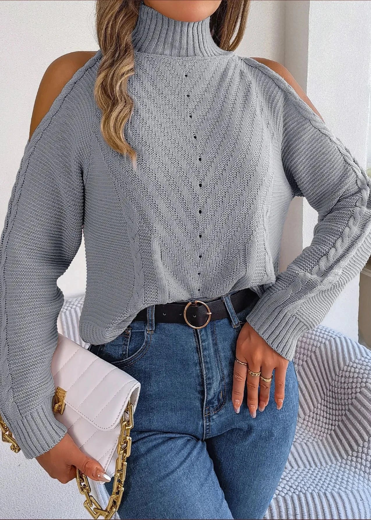 Gezellige off-shoulder coltrui