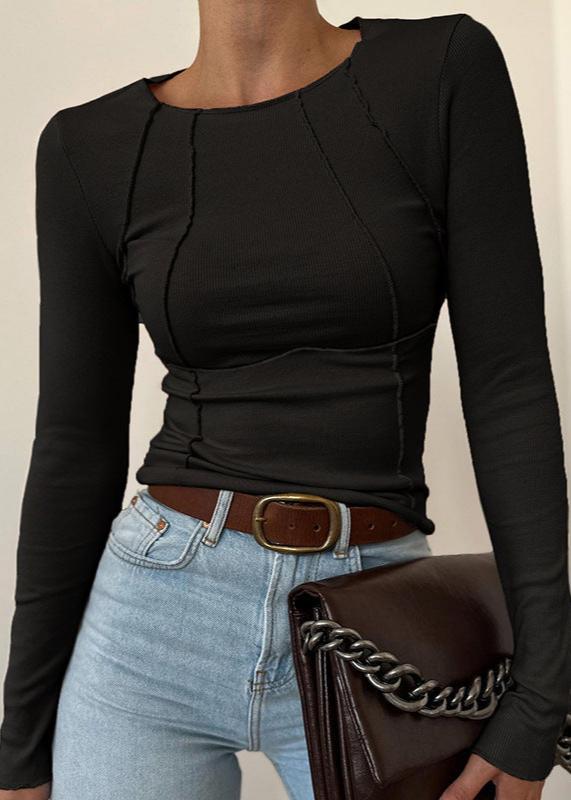 Slim Fit Langarm Gestricktes Oberteil - Minimalistischer Stil