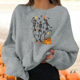 Female Halloween Printed Crew Neck Sweatshirt - VibeSoothe