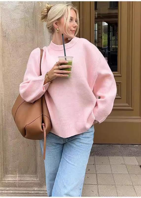 Soft Pink Cozy Crew Neck Sweater