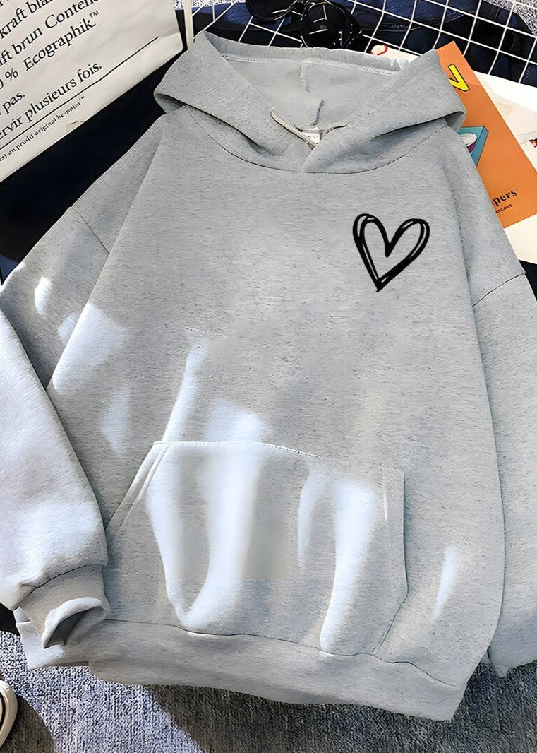 Minimalist Heart Print Hoodie - Unisex Casual Style