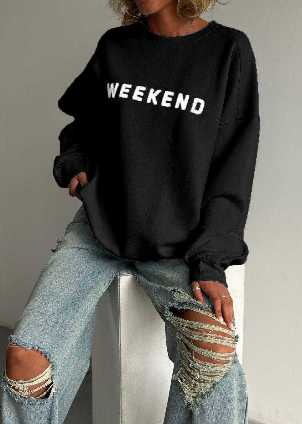 Weekend Vibes - Printed Cozy Sweatshirt