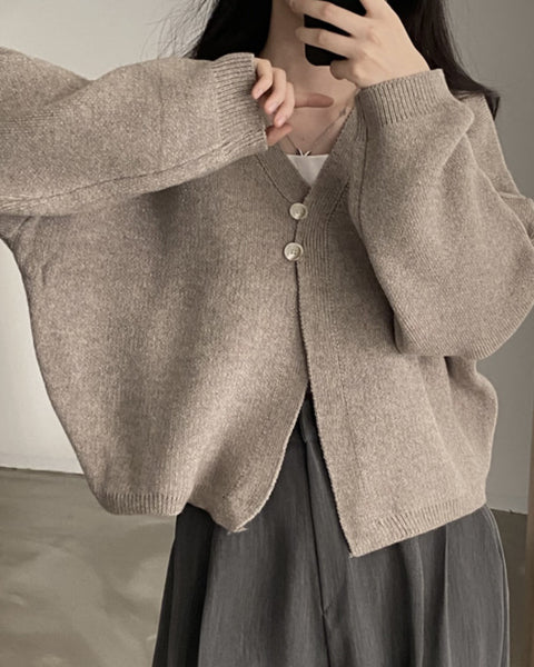 Women's Two-button V-neck Cape Sweater Coat