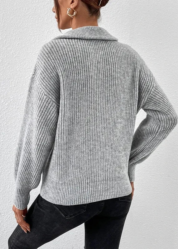 Zipper Detail Cozy Knit Sweater