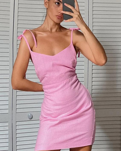 Pink Short Nightdress With Suspenders