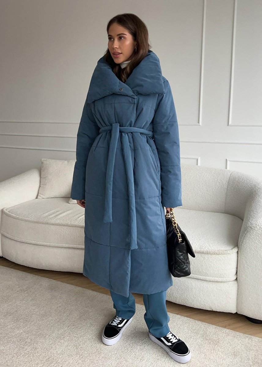 Belted Oversized Stand Collar Coat