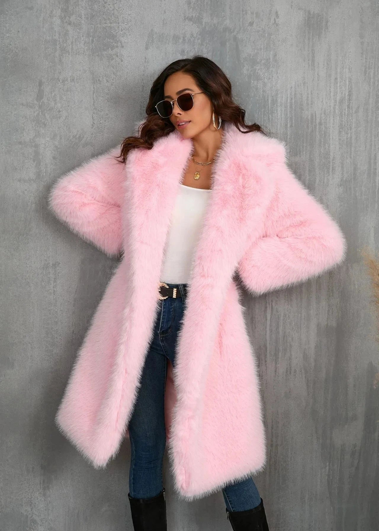 Statement Faux Fur Suit Collar Coat