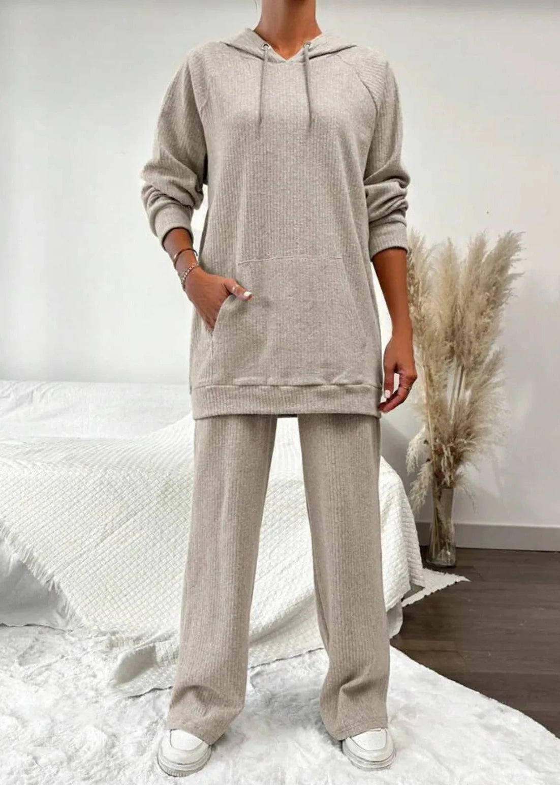 Cashmere Blend Knitted Hooded Lounge Set