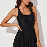 Coralie Halter Neck Swim Dress - VibeSoothe