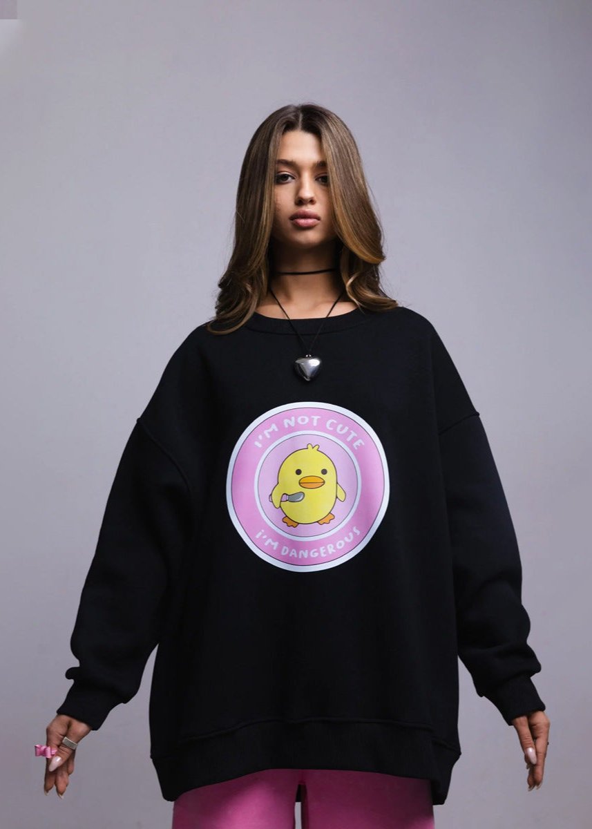 Playful Duck Graphic Oversized Sweatshirt