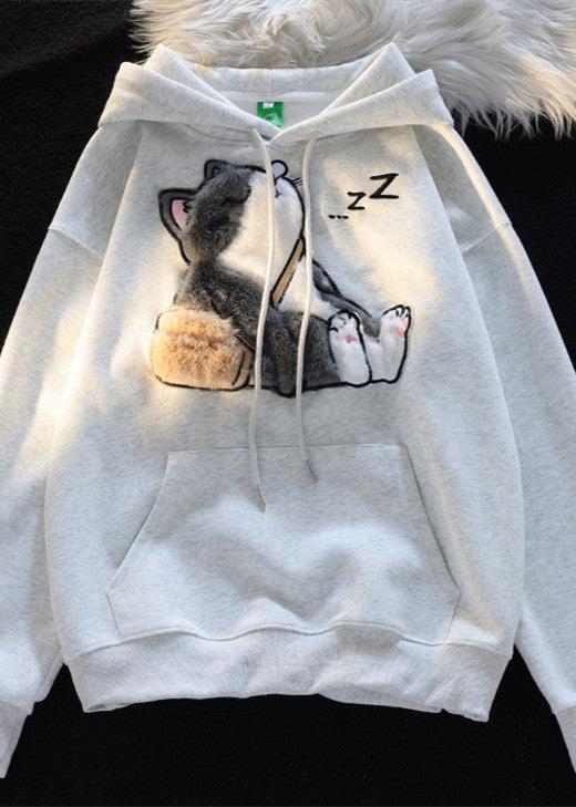 Cozy Ragdoll Flocked Hoodie - Unisex Couple Jacket