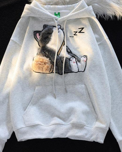 Cozy Ragdoll Flocked Hoodie - Unisex Couple Jacket