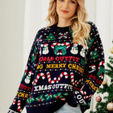 Christmas Tree Round Neck Ice Man Sequined Sweater - VibeSoothe