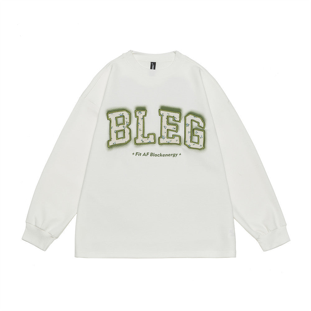 Women's Floral Paste Cloth Embroidery Letter Crew Neck Sweatshirt