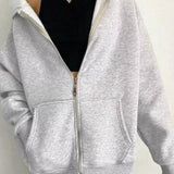 Women's Zipper Hooded Cardigan Coat - VibeSoothe