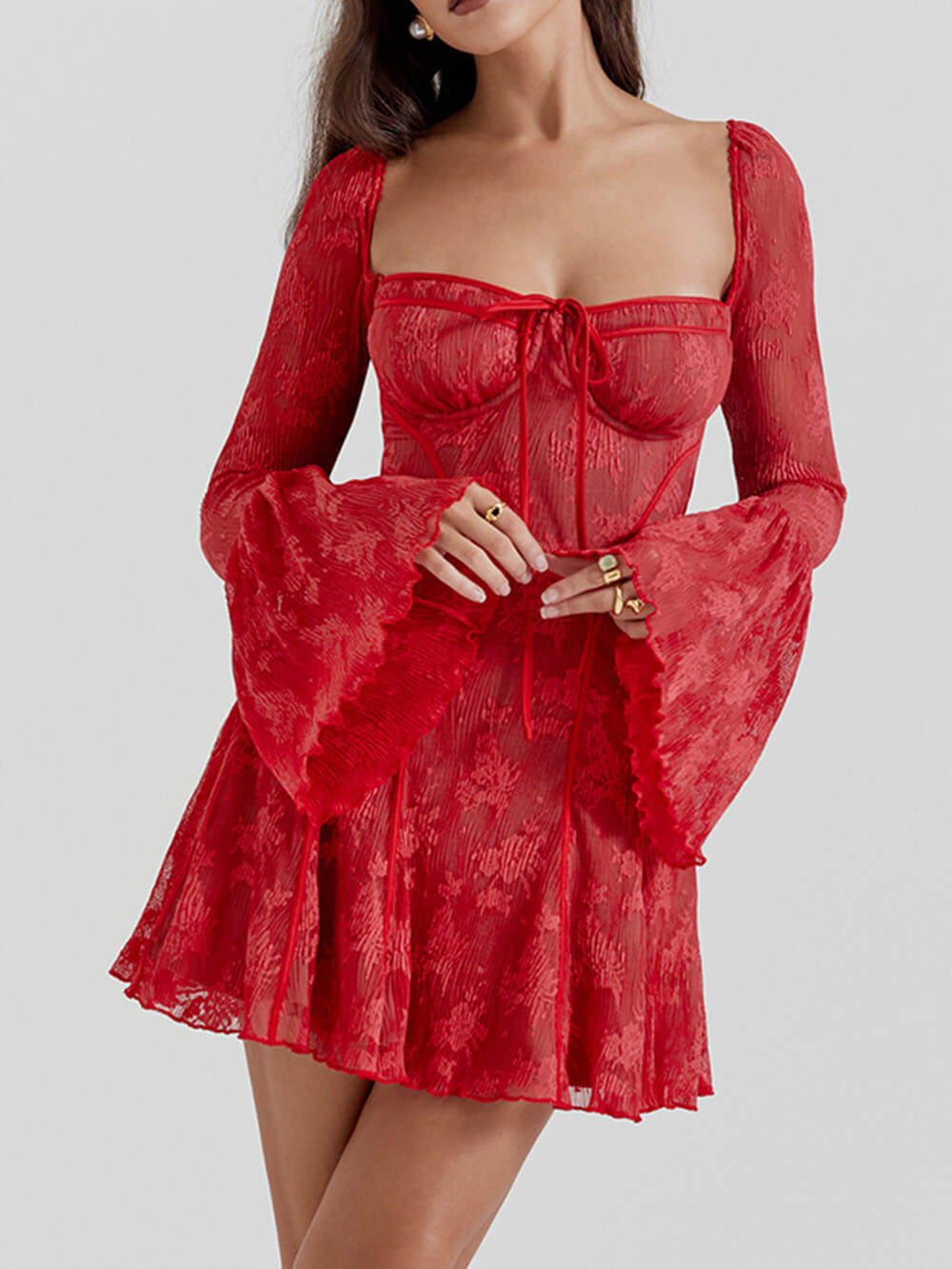 Scarlet Enchantress - Mini-robe corset en dentelle