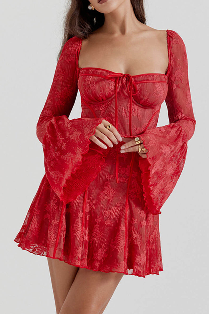 Scarlet Enchantress - Lace Corset Mini Dress