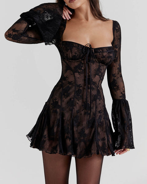 Scarlet Enchantress - Lace Corset Mini Dress