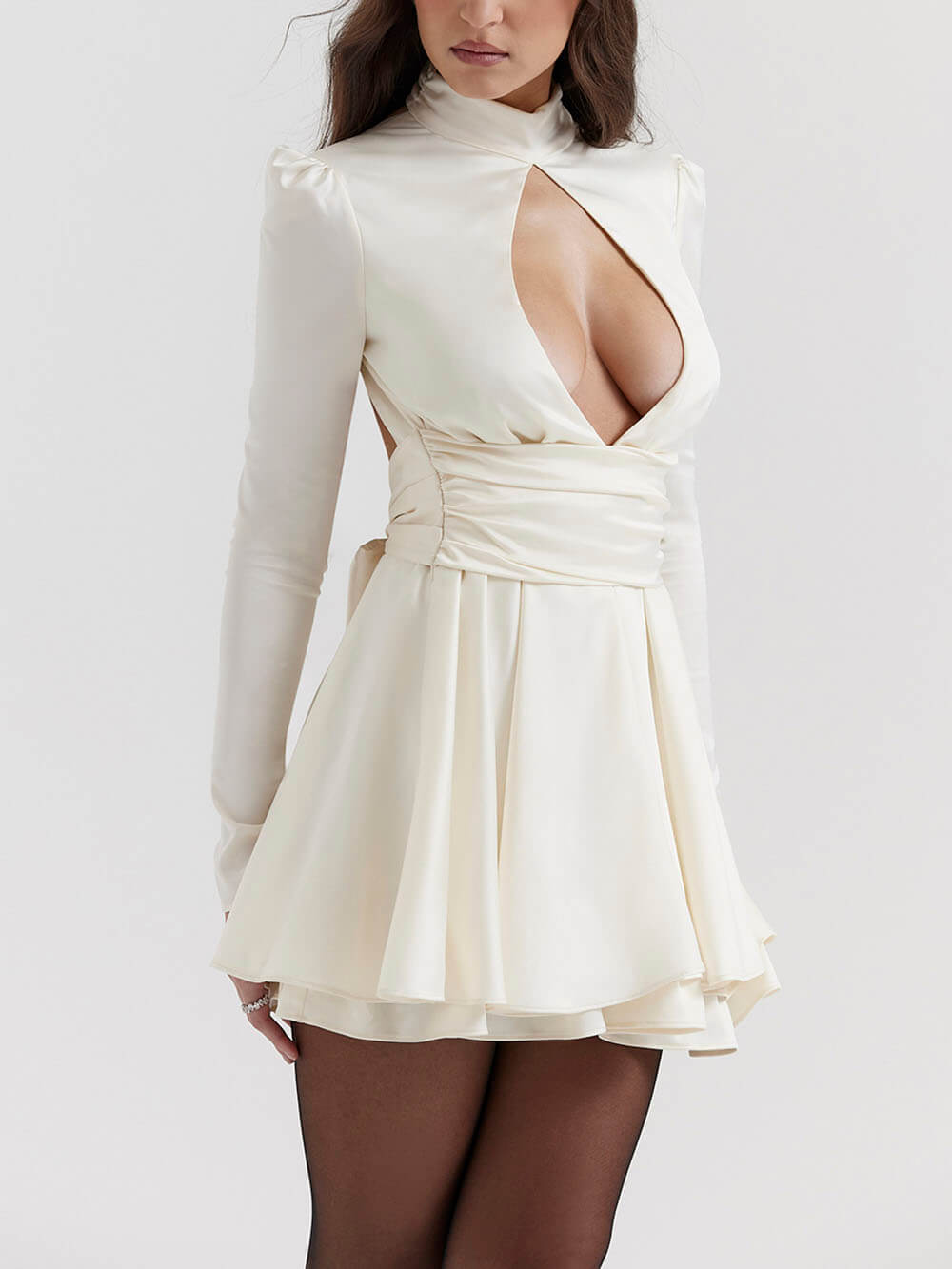 Arya - Satin Bow Mini Dress - VibeSoothe