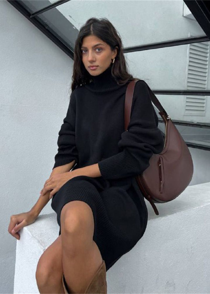 Vestido Suéter de Cuello Alto de Punto Harper – Suéter Oversize de Manga Larga
