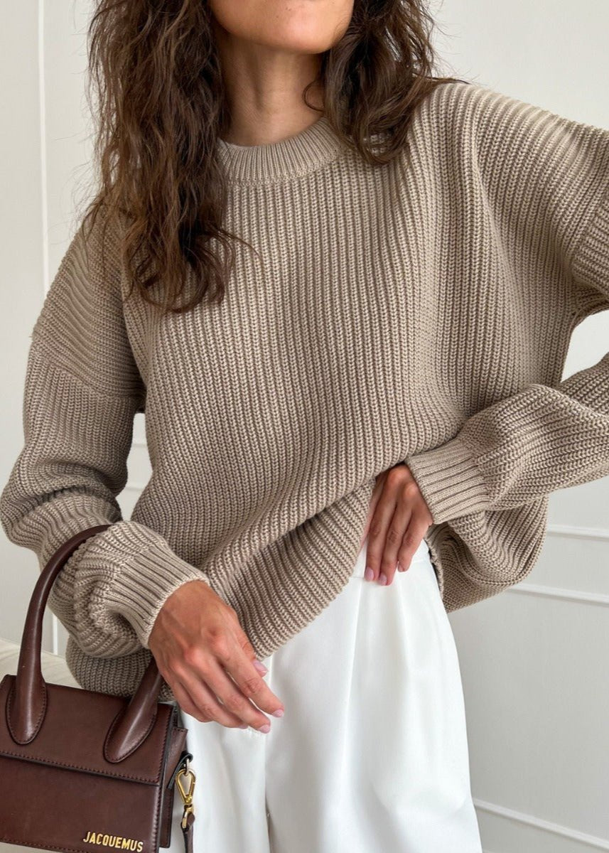 Chic Round Neck Loose Sweater