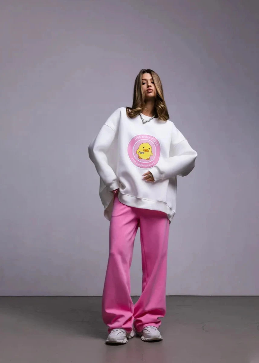 Playful Duck Graphic Oversized Sweatshirt