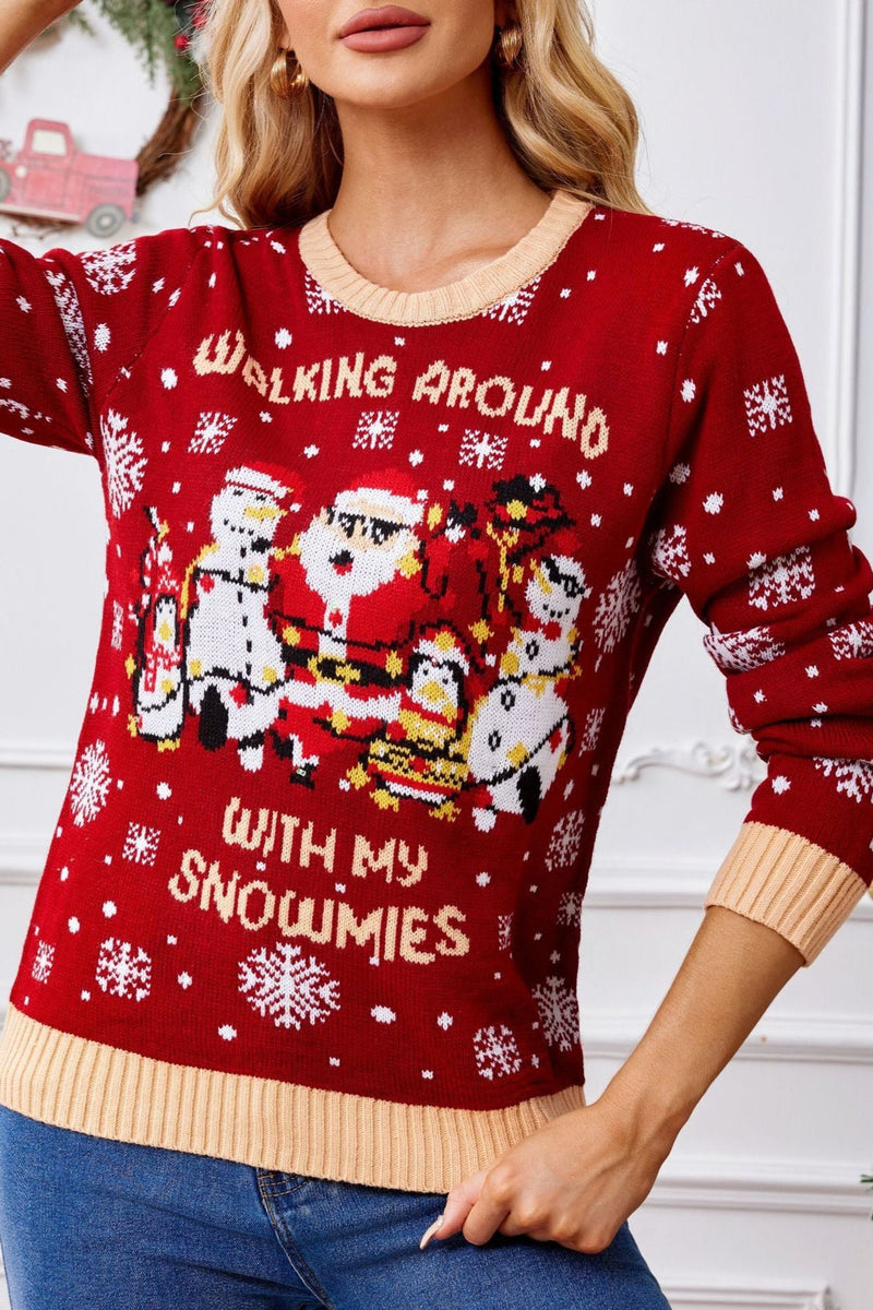 Snowmies" Festive Red Christmas Sweater