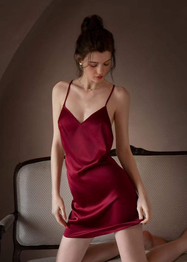 Scarlet Whisper - Backless Satin Nightdress