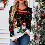 Elk Jacquard Santa Claus Knitted Sweater - VibeSoothe