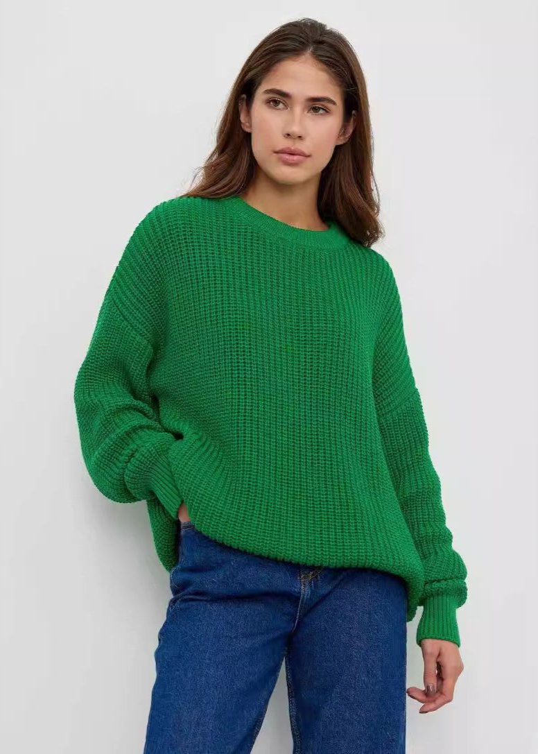 Vibrant Round Neck Oversized Sweater