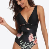 Estella Floral Tied One-Piece Swimsuit - VibeSoothe