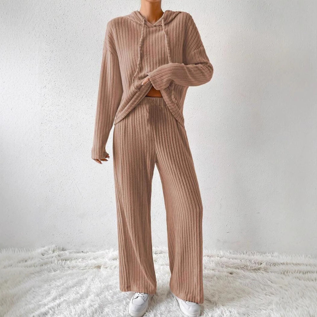 Cozy Ribbed Knit Hoodie and Pants Set