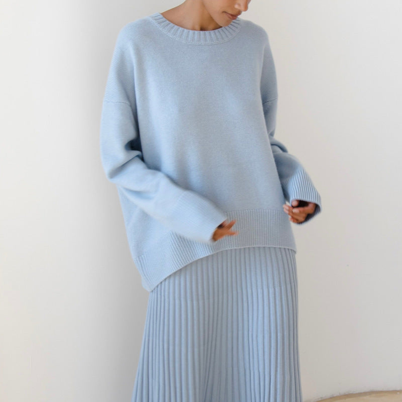 Sweaters Women's Clothing Knitwear Round Neck Loose Solid Color