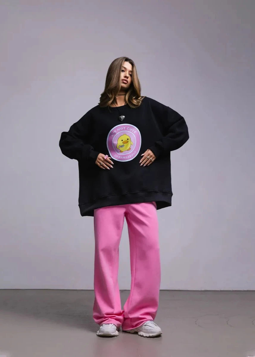 Playful Duck Graphic Oversized Sweatshirt