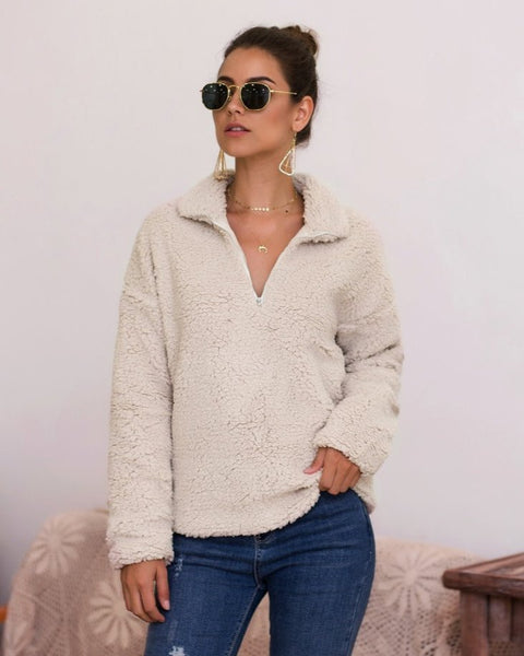 Cozy Plush Half-Zip Sweater Jacket