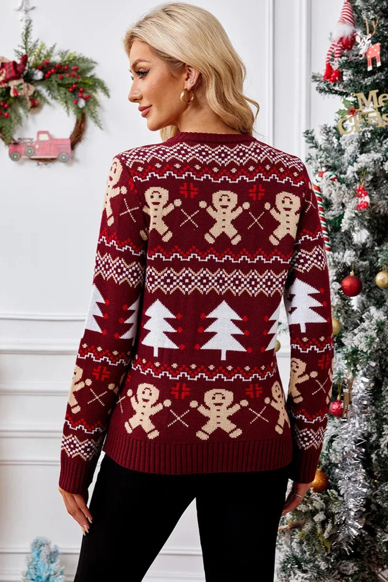 Gingerbread Man Jacquard Leisure Sweater