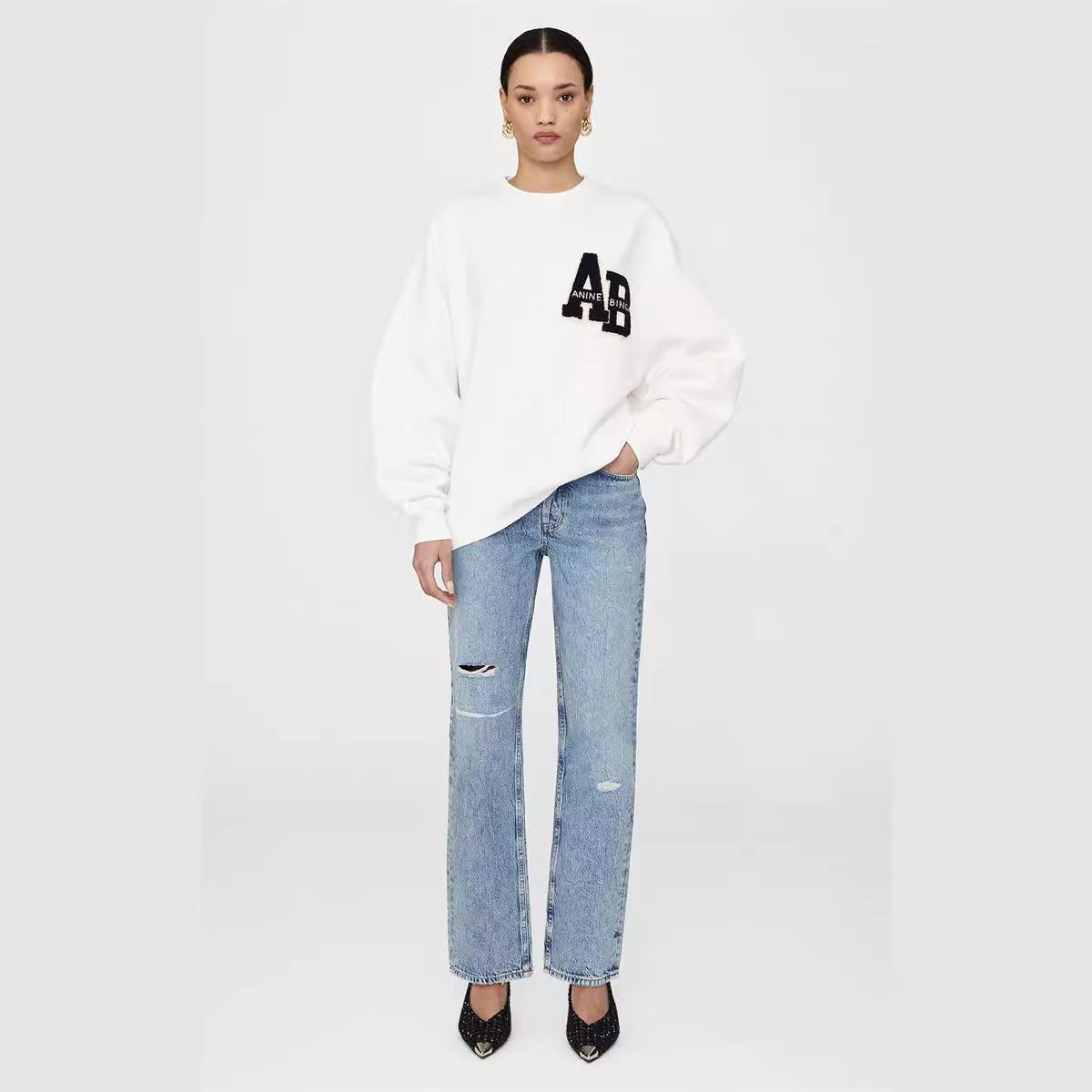 Early Autumn New American Niche Hand Embroidery Loose Casual Yao Velvet Thickened Sweater