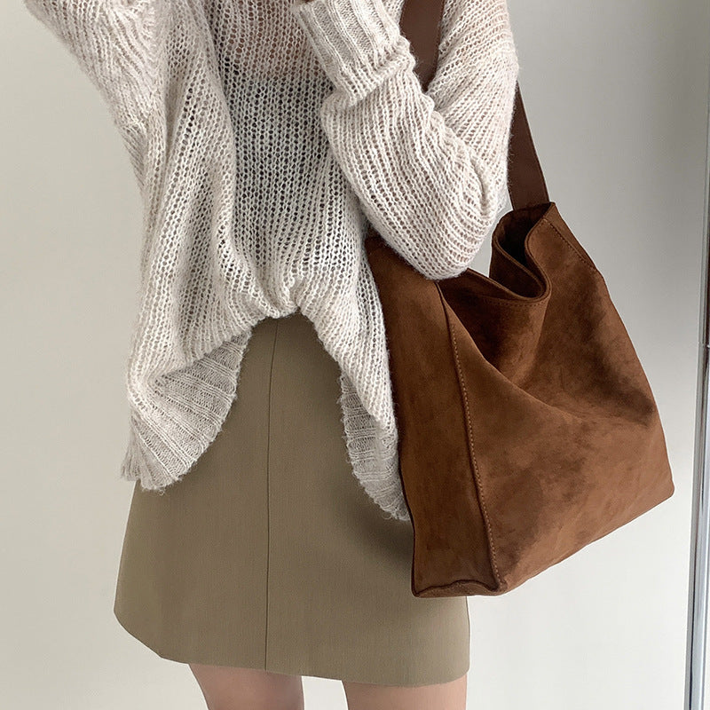 Minimalist-Chic Suede Tote