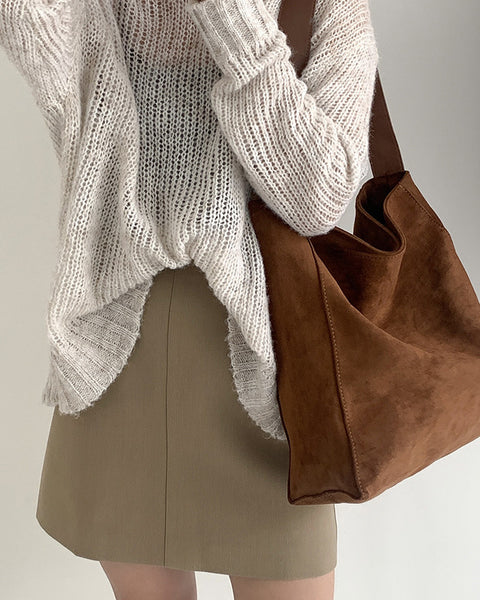 Minimalist-Chic Suede Tote