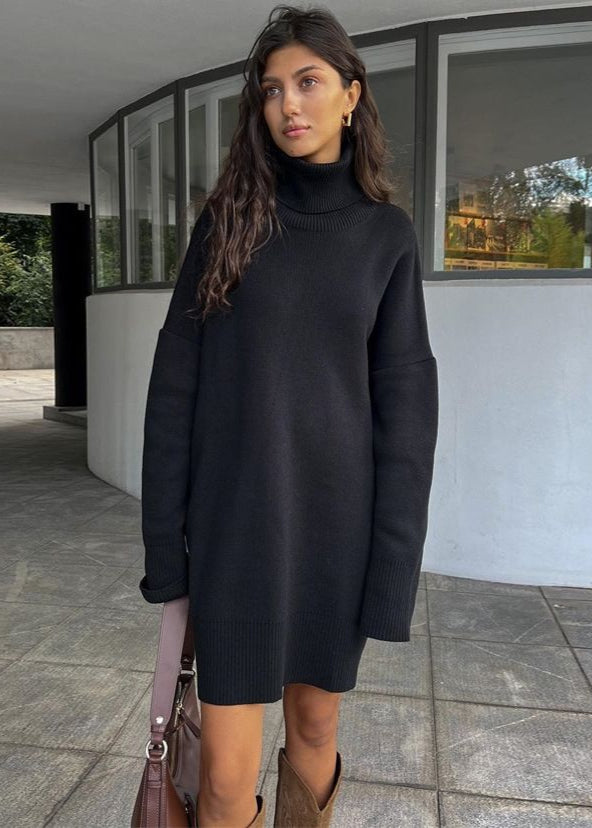 Vestido Suéter de Cuello Alto de Punto Harper – Suéter Oversize de Manga Larga